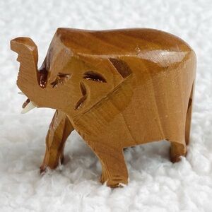 (VTG) Hand-Carved Wooden Elephant Figurine
